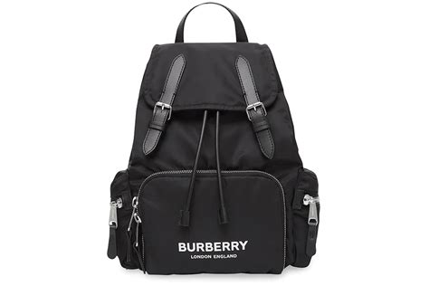 Burberry Logo Print Econyl Nylon Backpack Black 